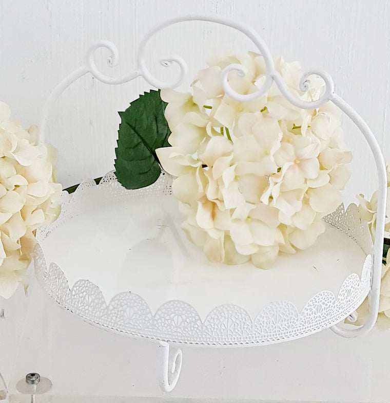 Filigree Round Cake Stand with Handle