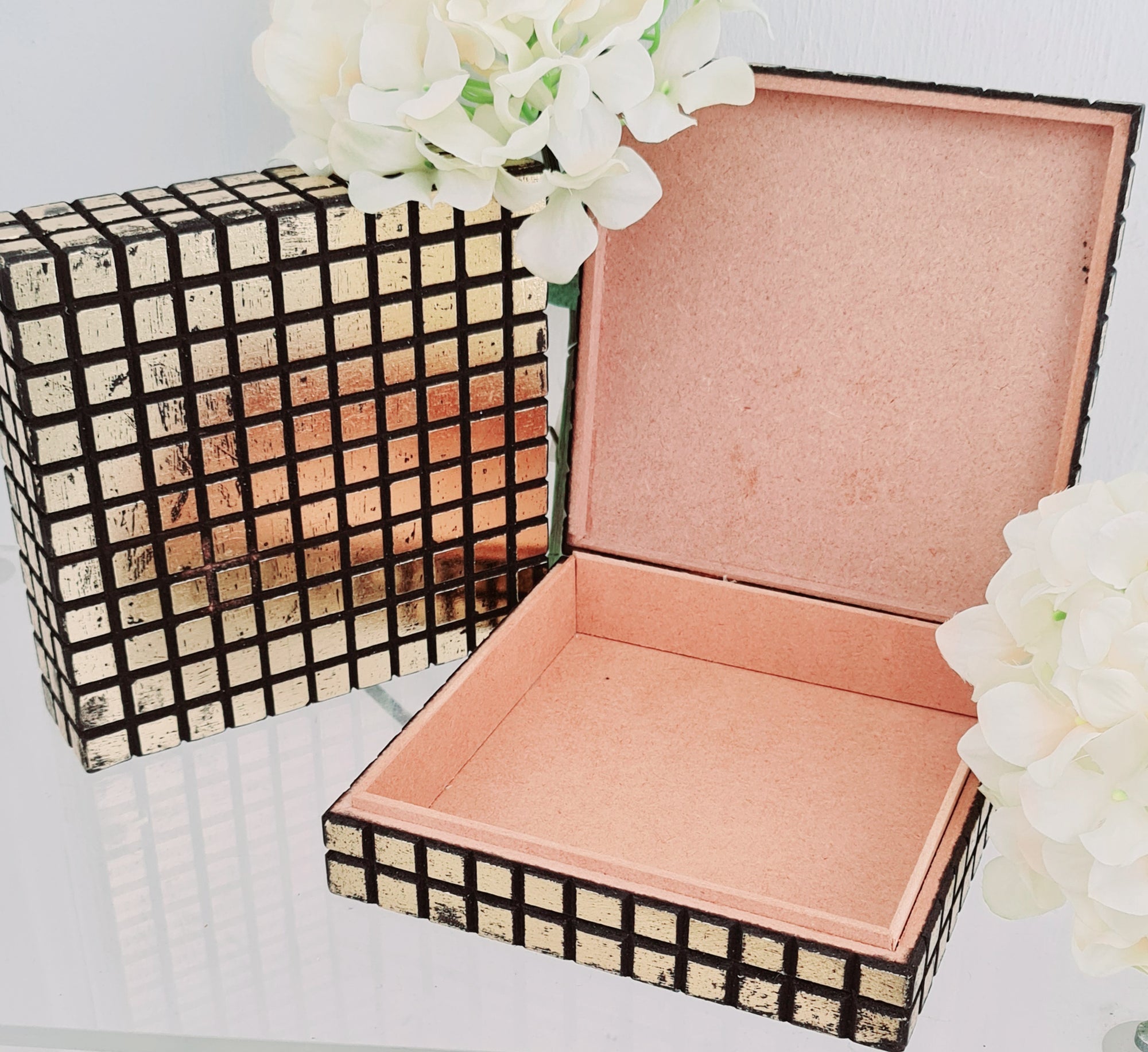 Gold Chequered Gift Box
